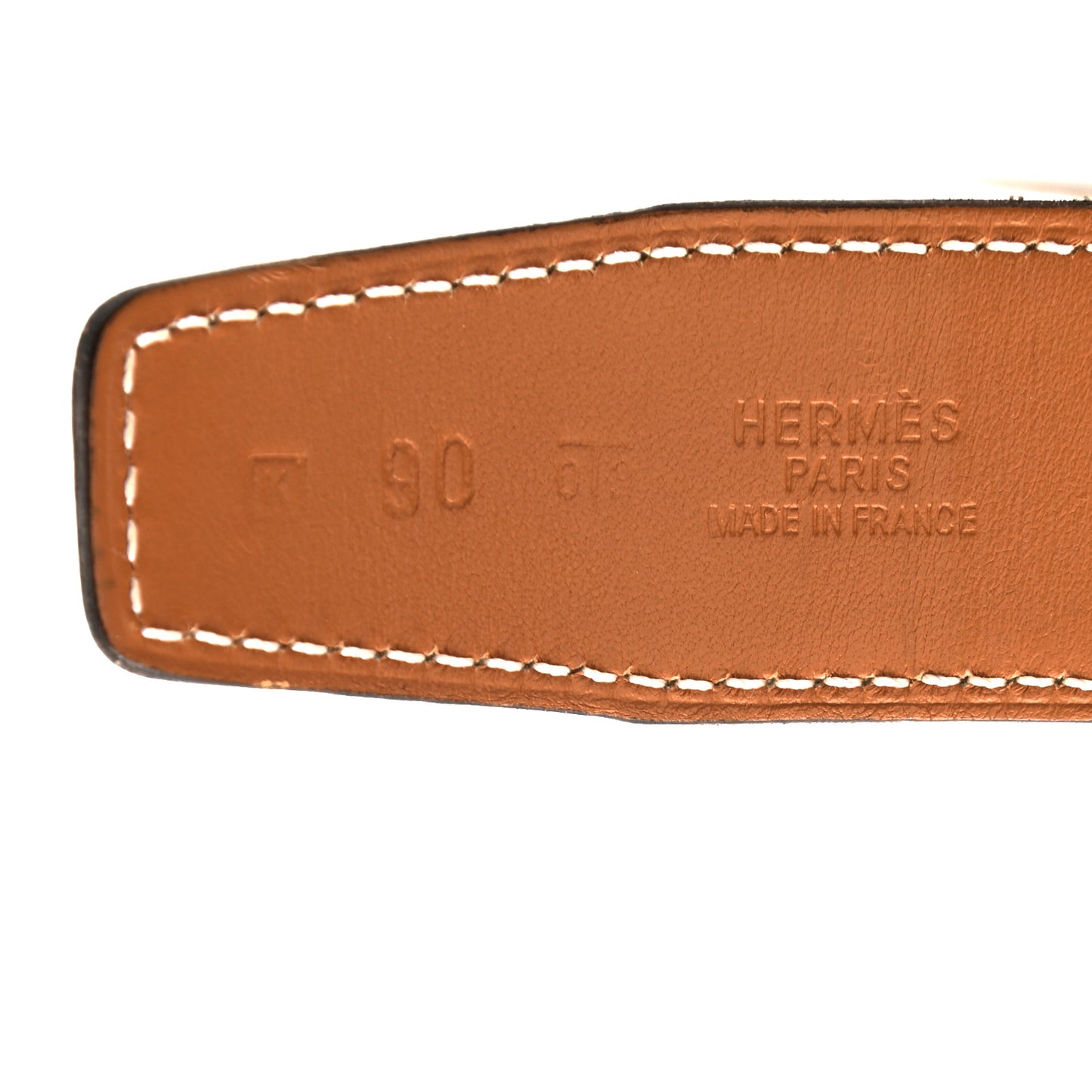 Epsom Box Strie H Belt 90 White Gold