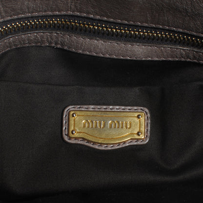 Miu Miu Leather Matelasse Tote Fumo 7 of 9