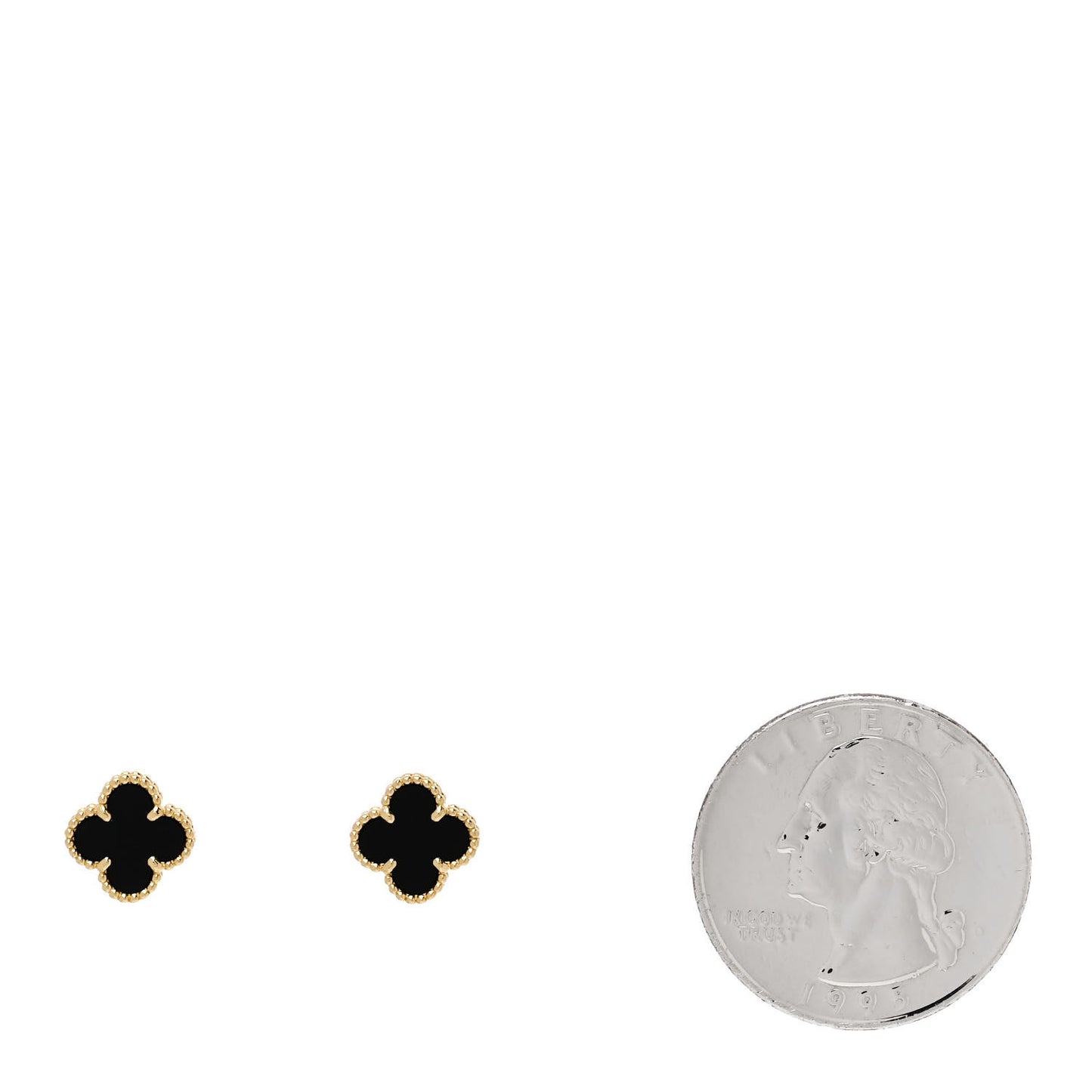 18K Yellow Gold Black Onyx Sweet Alhambra Earrings