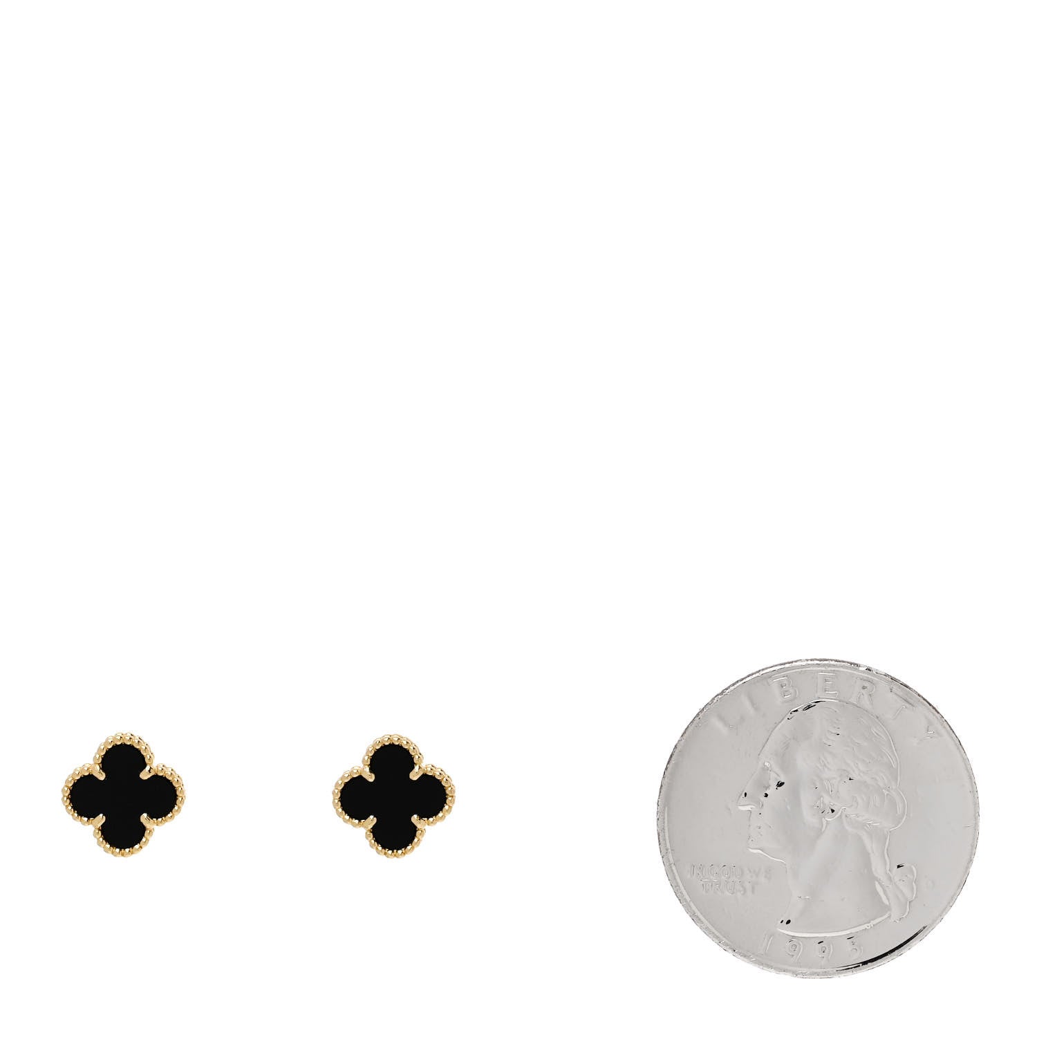 Van Cleef & Arpels 18K Yellow Gold Black Onyx Sweet Alhambra Earrings 2 of 5