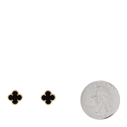 Van Cleef & Arpels 18K Yellow Gold Black Onyx Sweet Alhambra Earrings 2 of 5