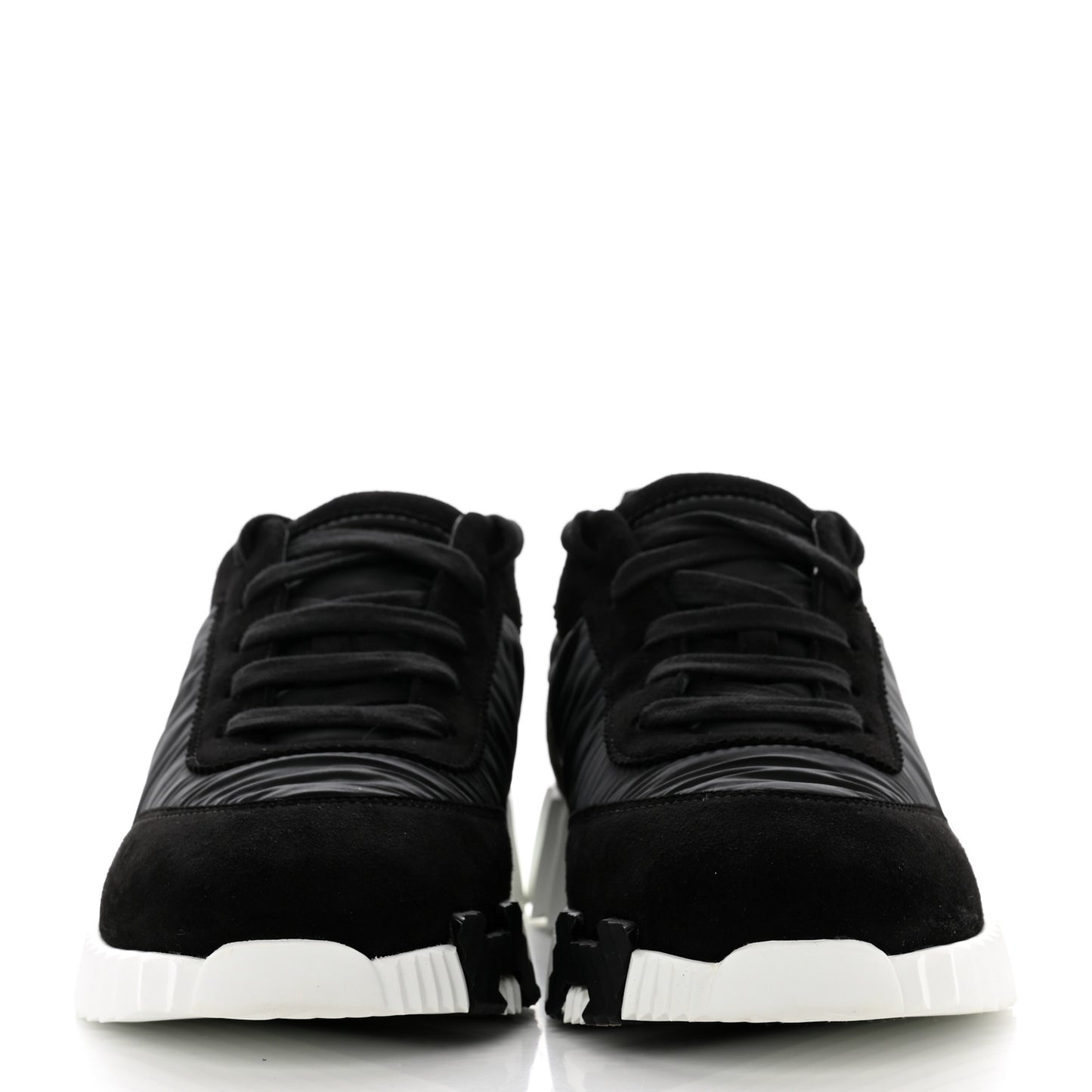 Parachute Fabric Suede Goatskin Bouncing Sneakers 38 Black