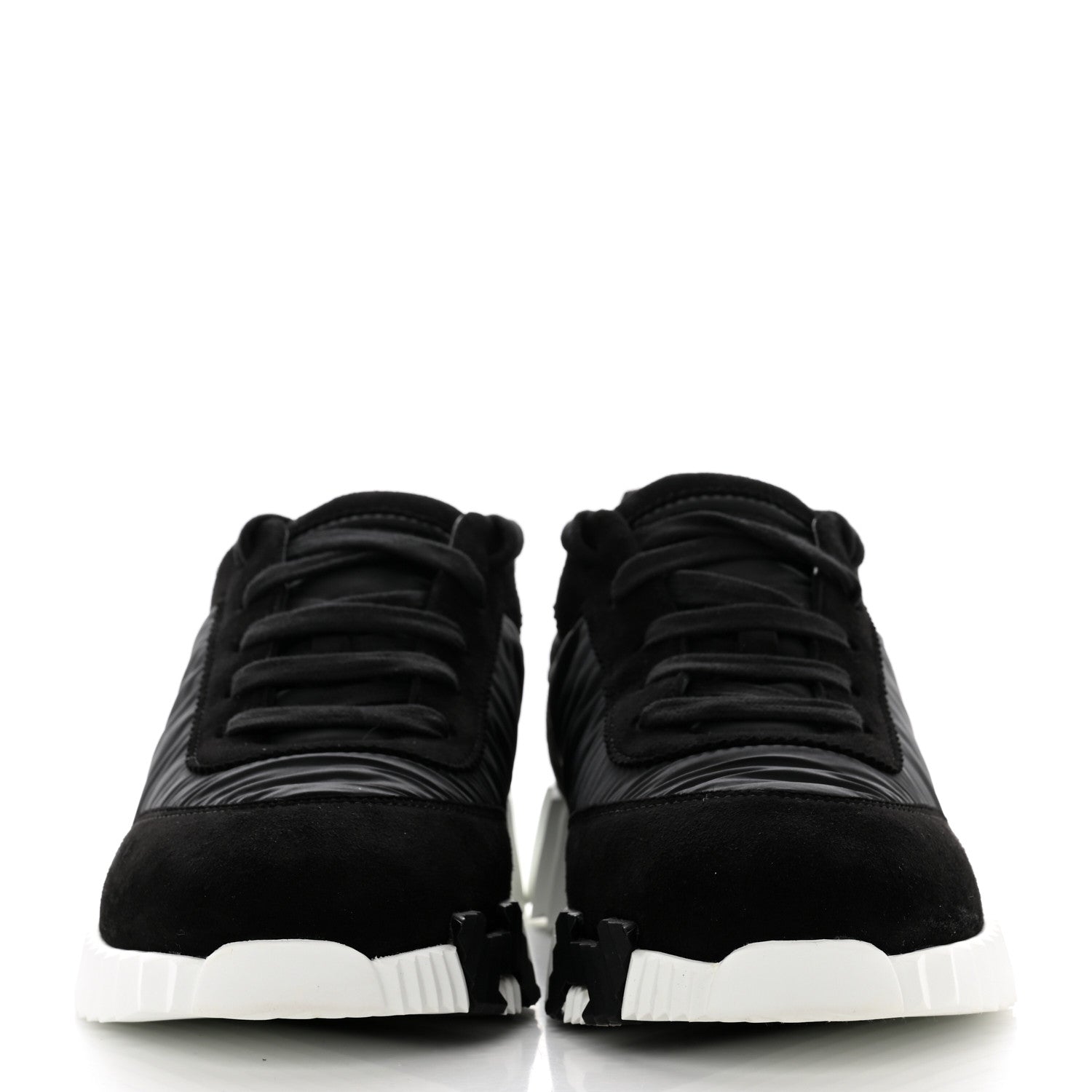 Hermes Parachute Fabric Suede Goatskin Bouncing Sneakers 38 Black 2 of 8