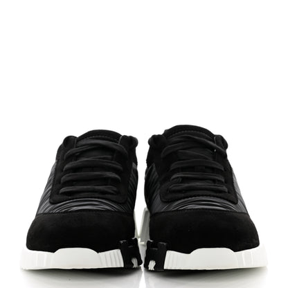 Hermes Parachute Fabric Suede Goatskin Bouncing Sneakers 38 Black 2 of 8