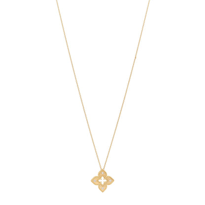 Roberto Coin 18K Yellow Gold Diamond Petite Venetian Princess Flower Pendant Necklace 1 of 4