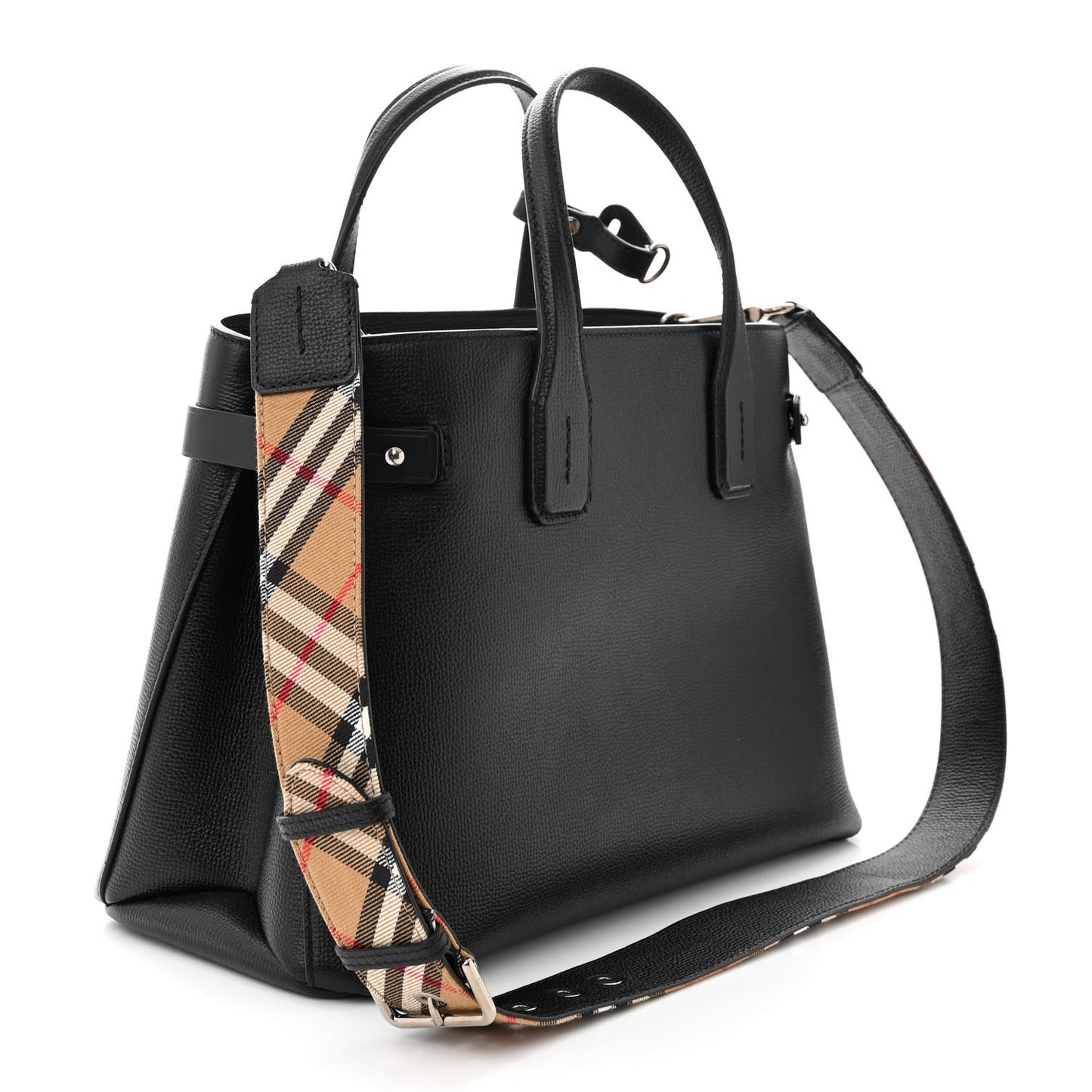 Derby Calfskin House Check Medium Banner Tote Black