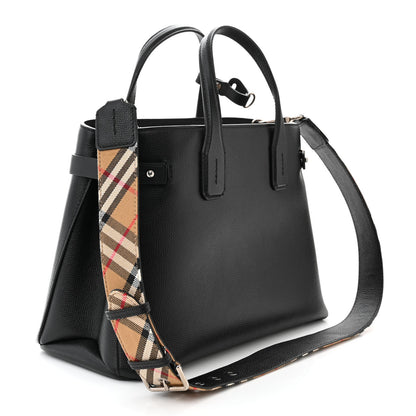 Burberry Derby Calfskin House Check Medium Banner Tote Black 3 of 11