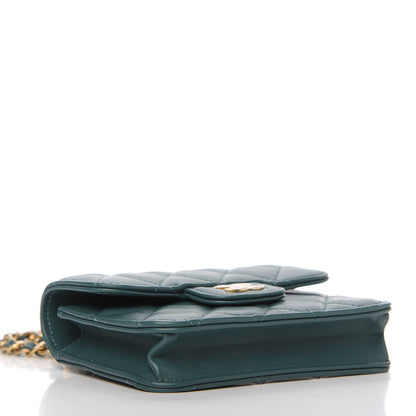 Chanel Lambskin Quilted Top Handle Flap Coin Purse With Chain Green 4 of 11
