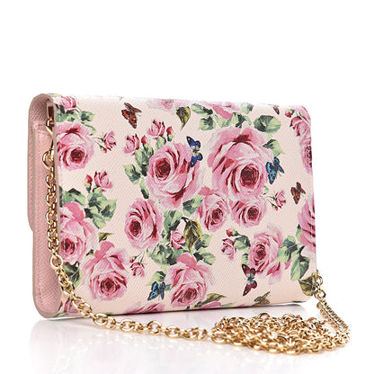 Dolce & Gabbana Dauphine Rose Print Wallet On Chain Pink 3 of 9
