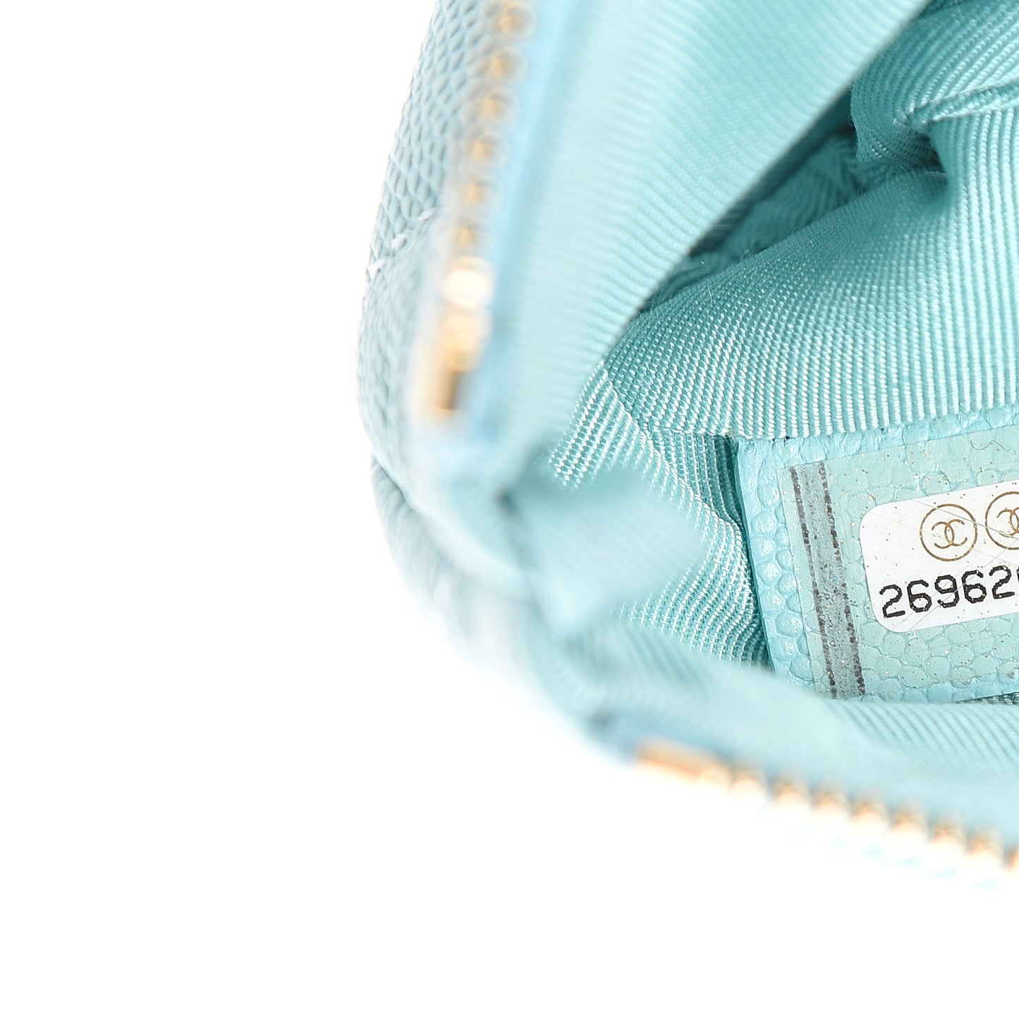 Caviar Quilted Small Cosmetic Case Light Blue