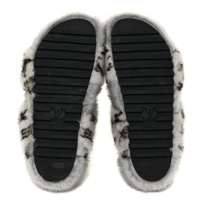 Louis Vuitton Mink Fur Bom Dia Slippers 39 Grey 5 of 9