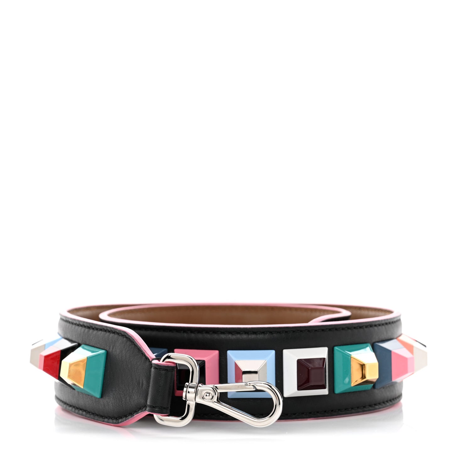 Vitello Dolce Plexiglass Bi-Color Studded Strap You Black Brownie Multicolor