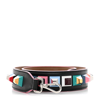 Fendi Vitello Dolce Plexiglass Bi-Color Studded Strap You Black Brownie Multicolor 1 of 5