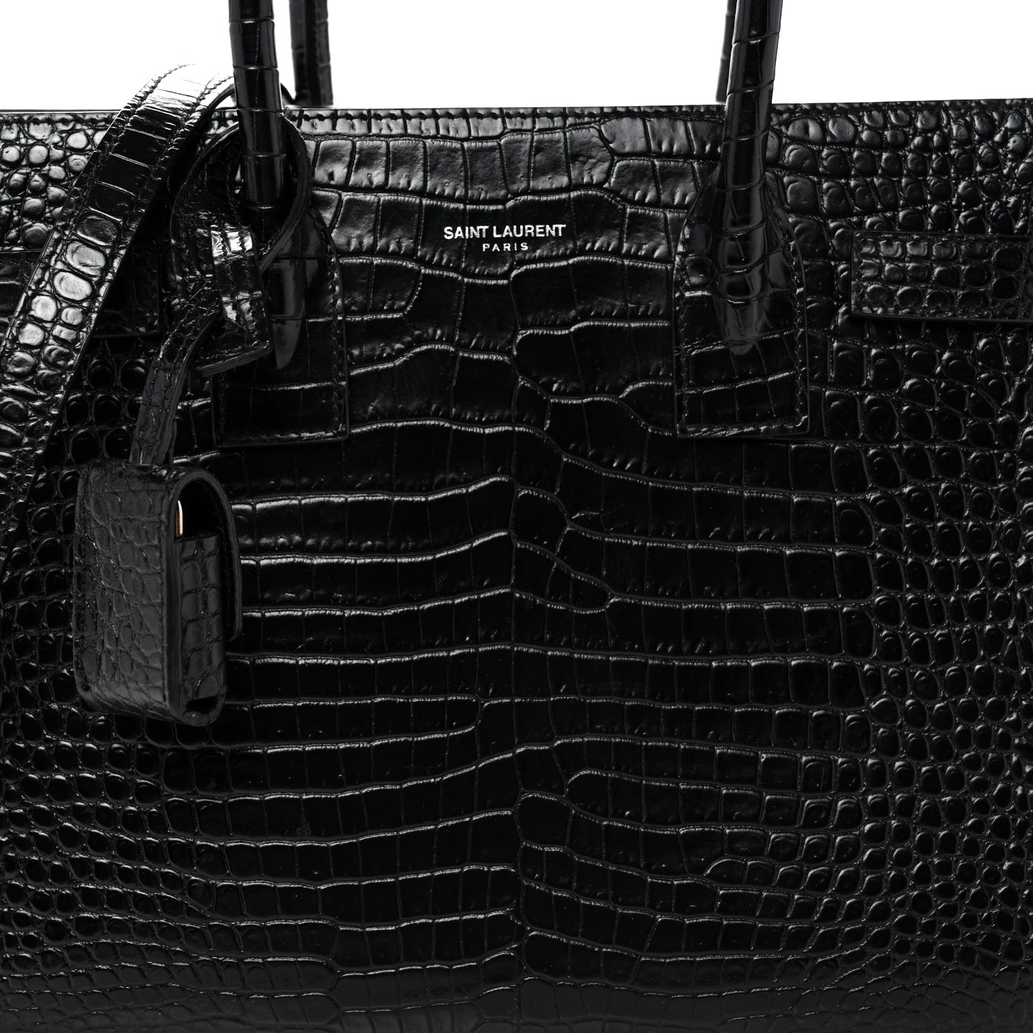 Saint Laurent Calfskin Crocodile Embossed Baby Sac De Jour Black 7 of 9