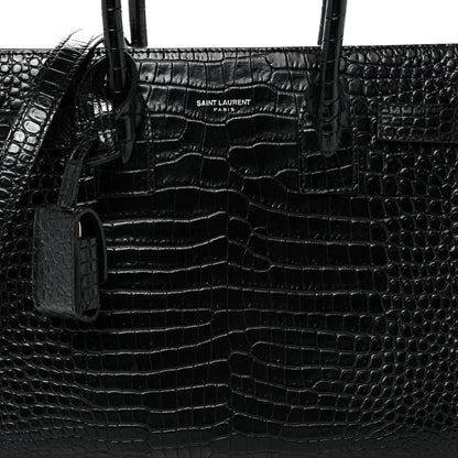 Saint Laurent Calfskin Crocodile Embossed Baby Sac De Jour Black 7 of 9