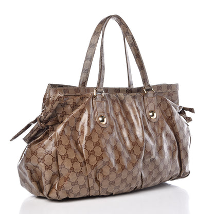 Gucci Crystal Monogram Medium Web Tote Brown 3 of 11