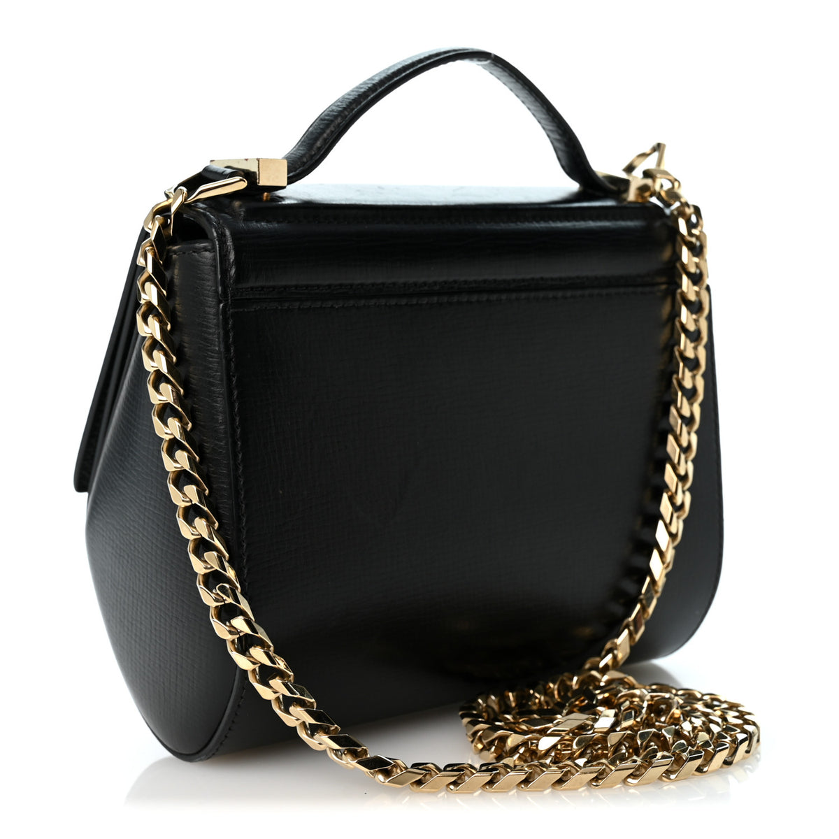 Textured Calfskin Mini Pandora Box Chain Crossbody Bag Black