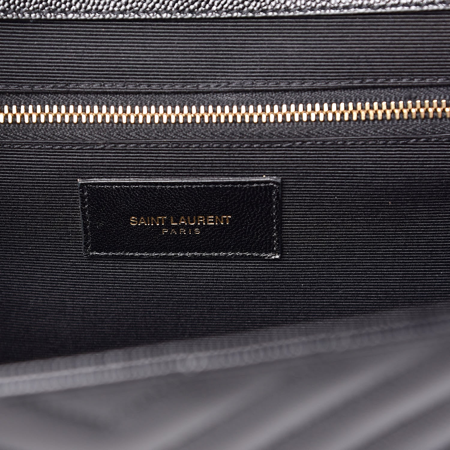 Saint Laurent Grain De Poudre Matelasse Chevron Large Monogram Satchel Black 7 of 9