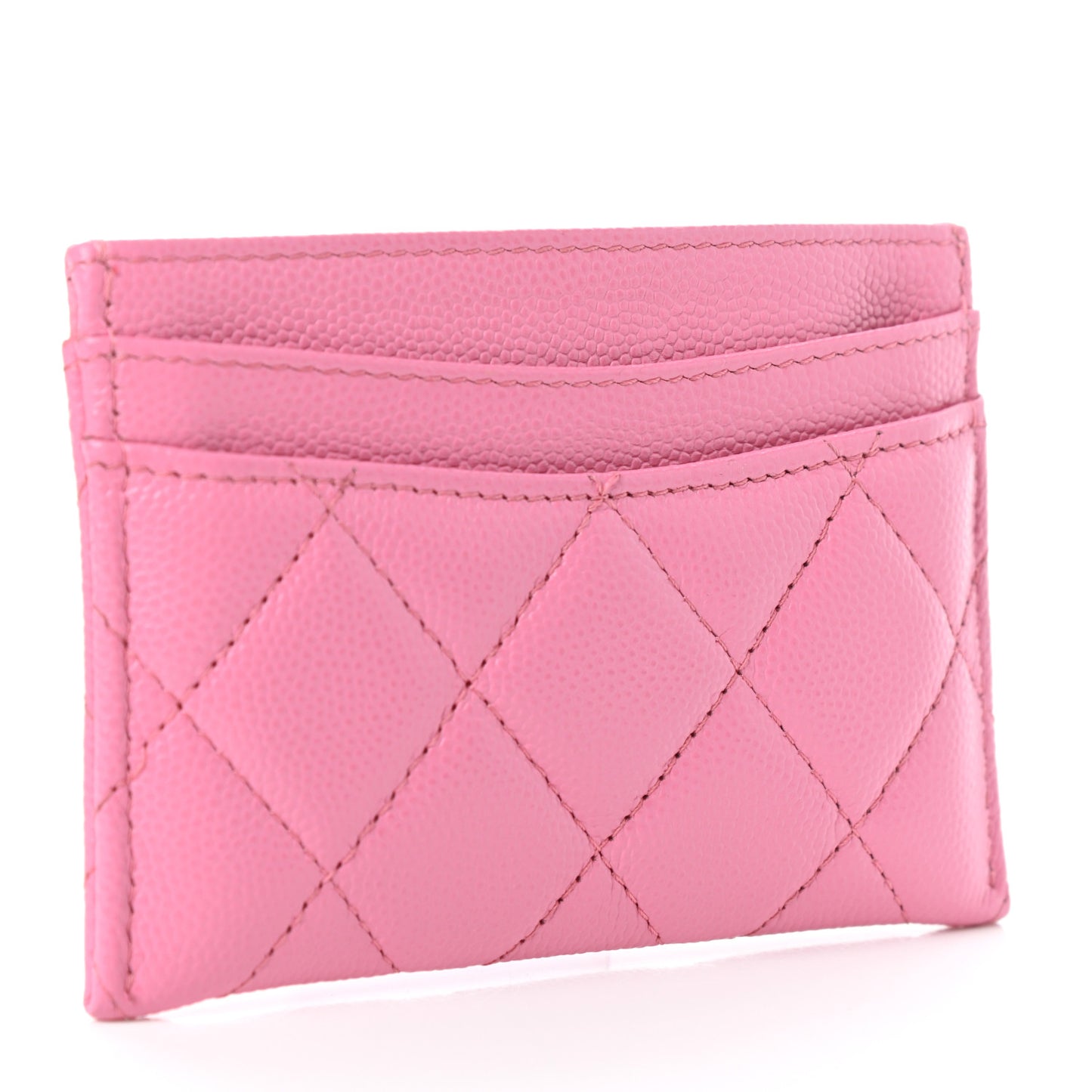 Caviar Quilted Card Holder Pink
