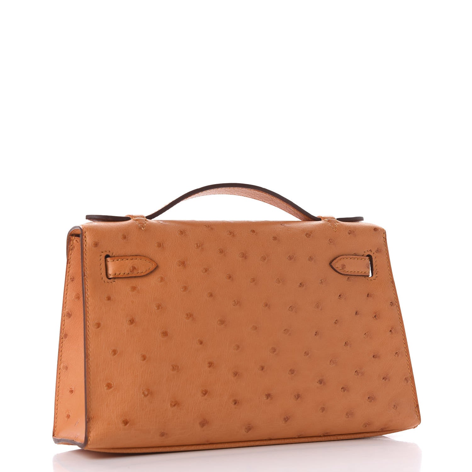 Hermes Ostrich Kelly Pochette Abricot 2 of 9