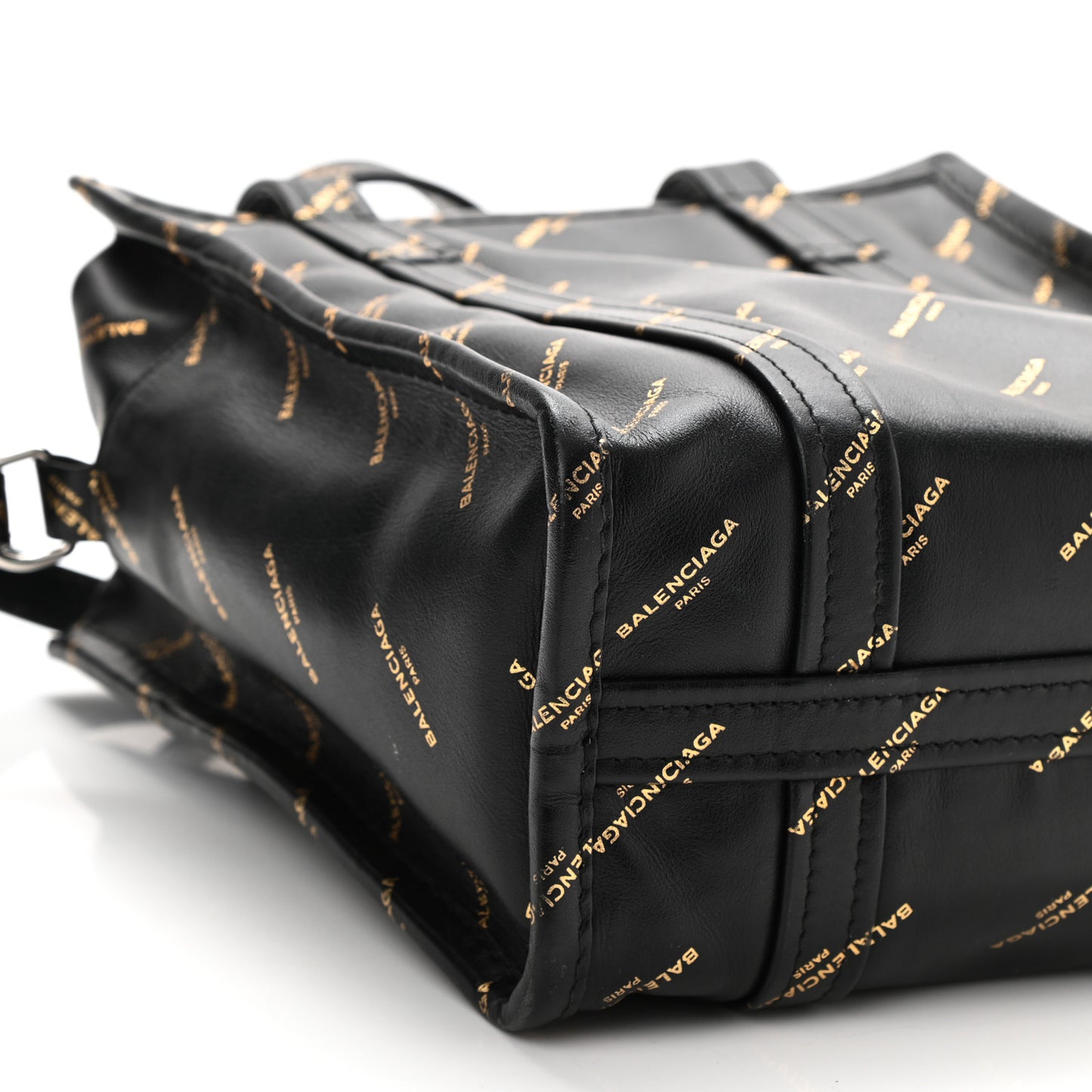 Calfskin Allover Logo XS Bazar Shopper Tote Black Gold