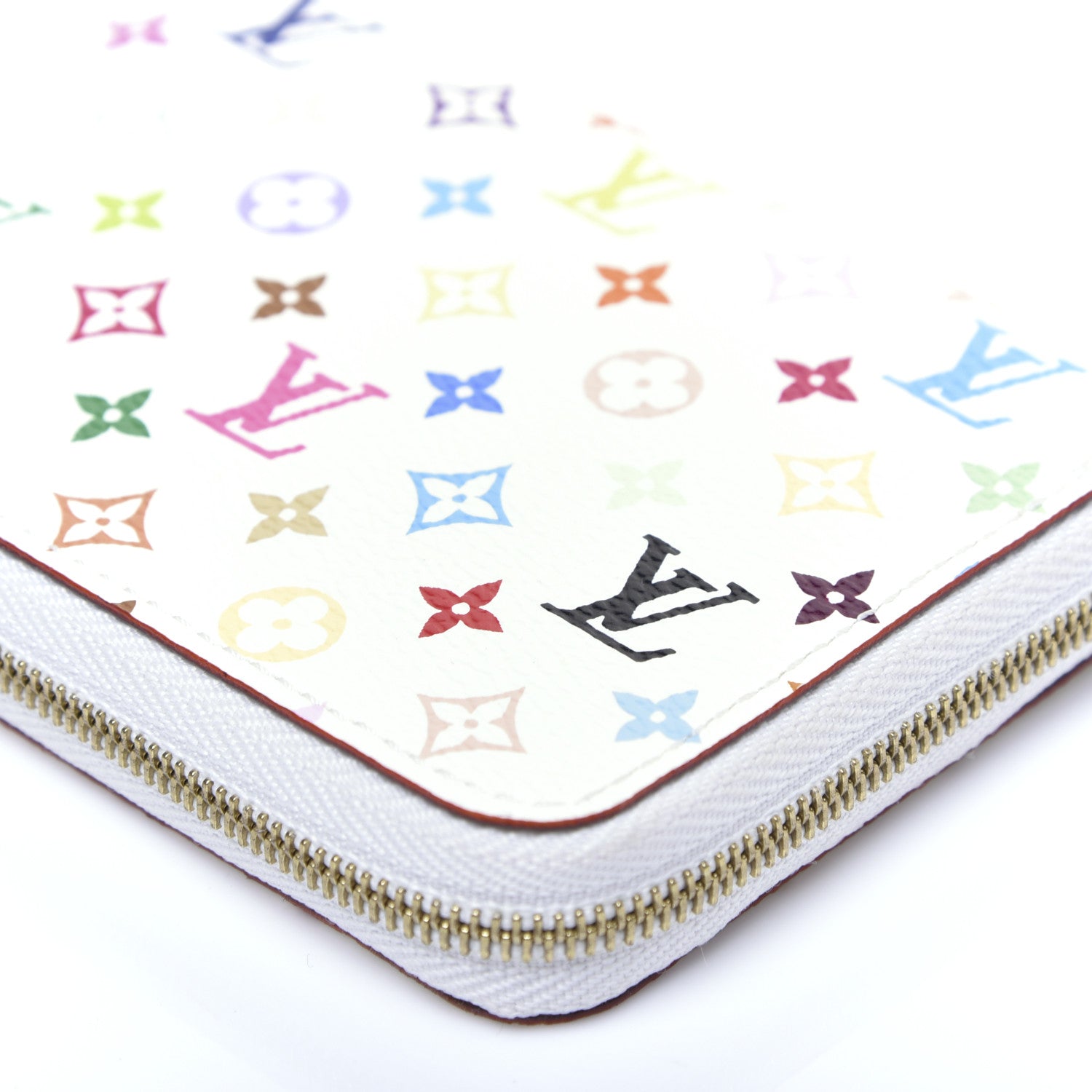 Louis Vuitton Monogram Multicolor Zippy Coin Purse Wallet White Litchi 6 of 9
