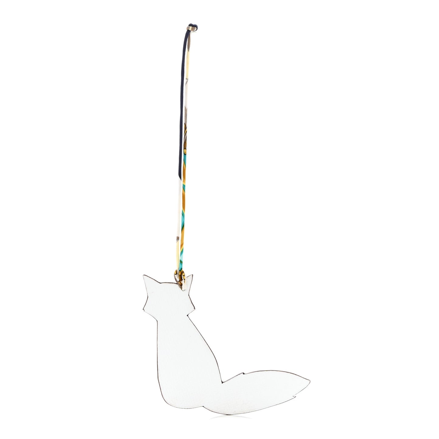 Togo Epsom Petit H Fox Bag Charm White Bleu Nuit