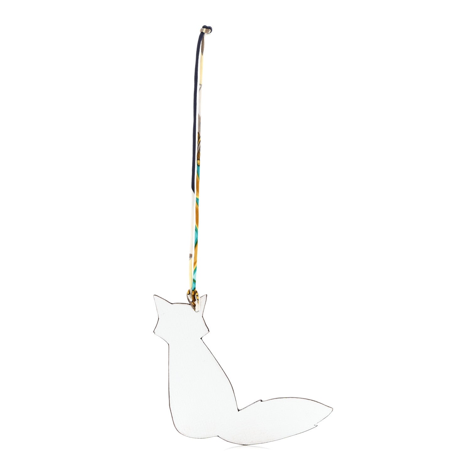 Hermes Togo Epsom Petit H Fox Bag Charm White Bleu Nuit 1 of 4
