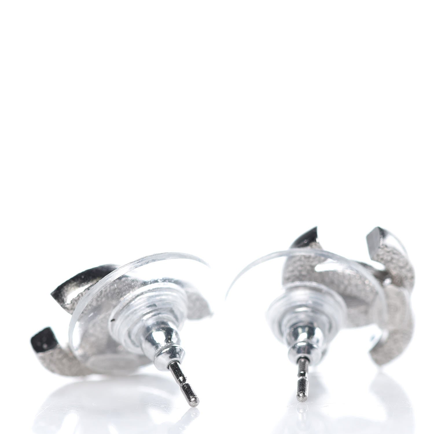 Chanel Crystal Timeless CC Earrings Silver 3 of 5
