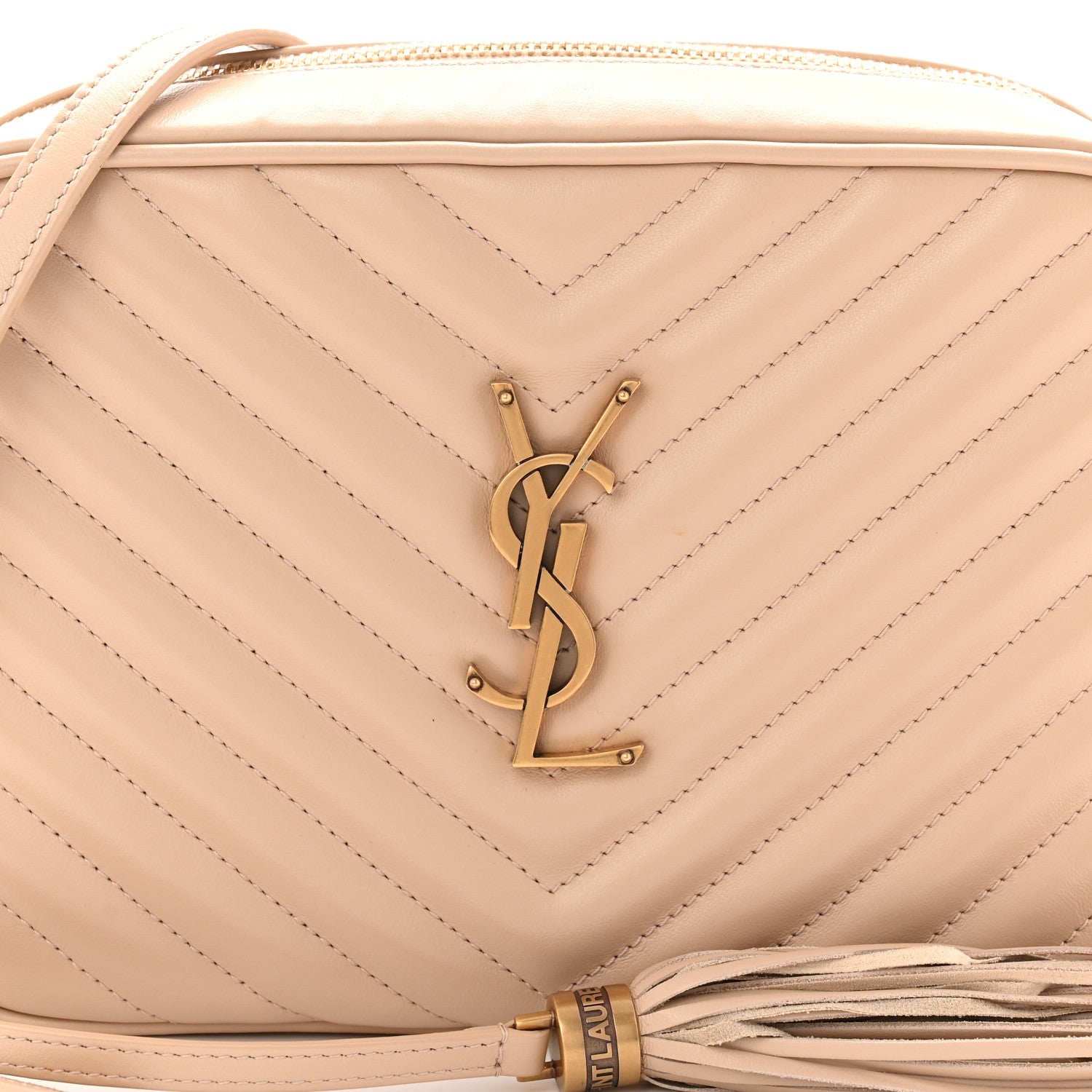 Saint Laurent Calfskin Matelasse Monogram Lou Camera Bag Dark Beige 8 of 10