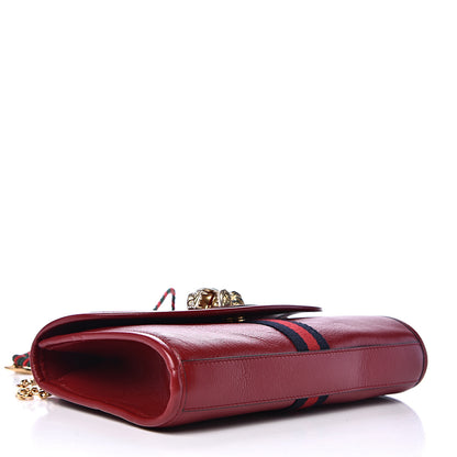 Gucci Textured Calfskin Web Rajah Slim Flap Shoulder Bag Romantic Cherry 3 of 9