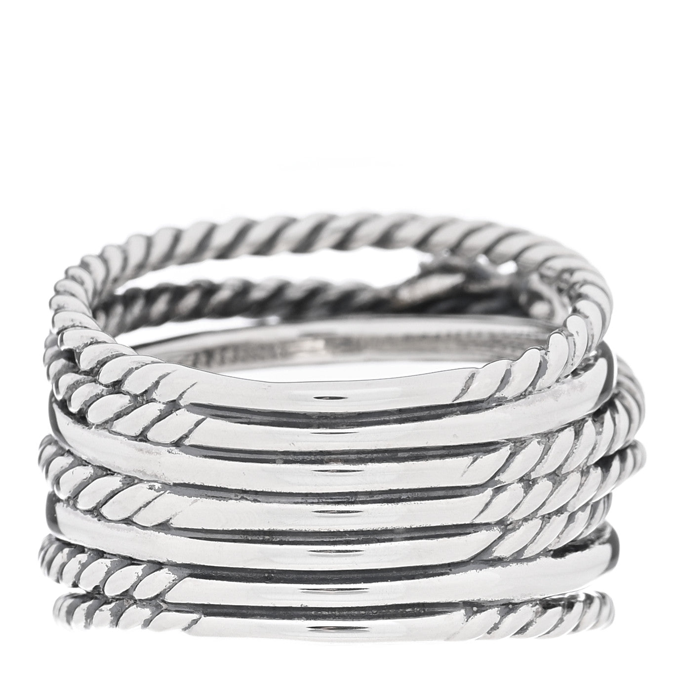 David Yurman Sterling Silver Diamond Double X Crossover Ring 53 6.25 3 of 4