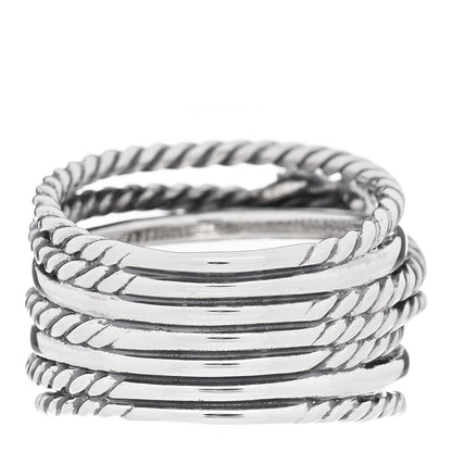 David Yurman Sterling Silver Diamond Double X Crossover Ring 53 6.25 3 of 4