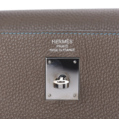 Hermes Togo Kelly Retourne Eclat 35 Etoupe Bleu Azteque 19 of 38