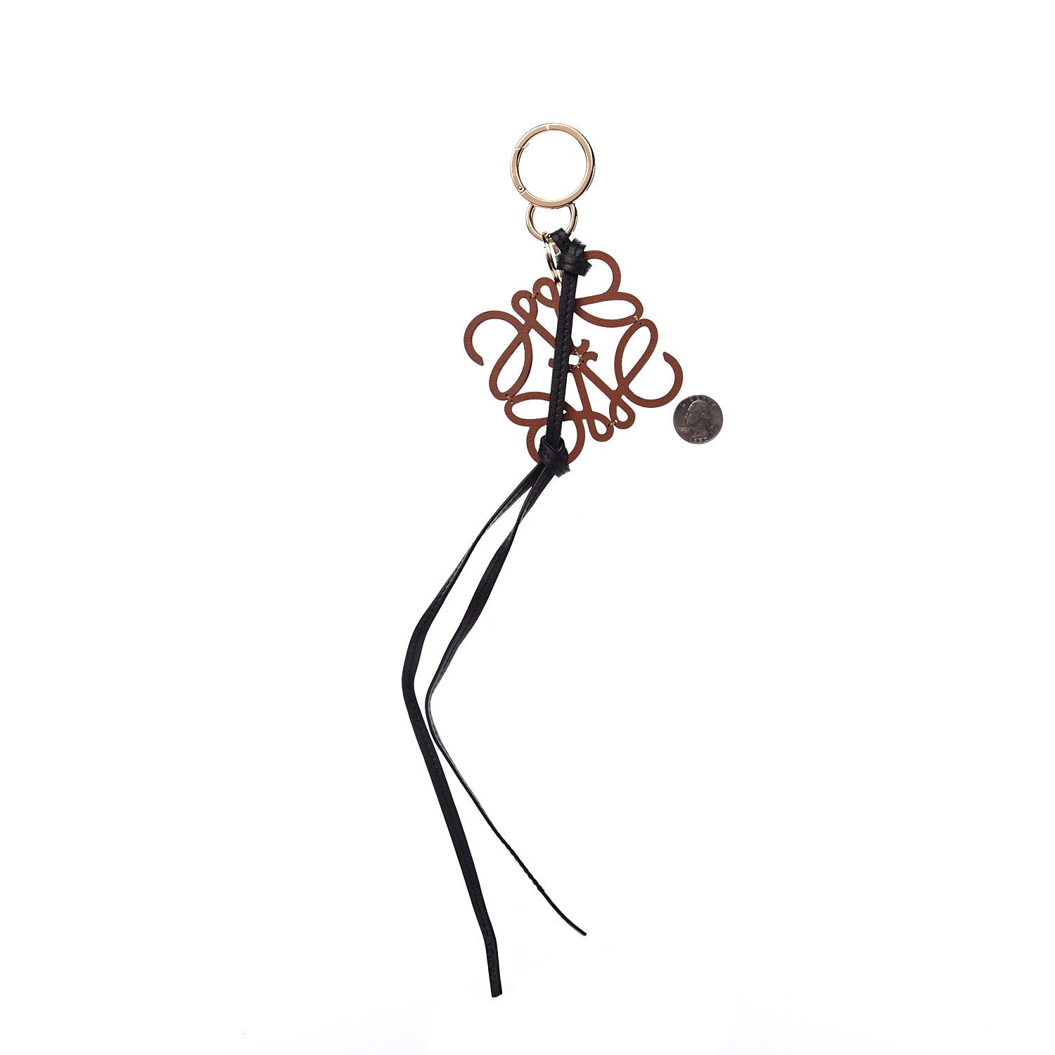 Loewe Calfskin Anagram Bag Charm Key Holder Tan 2 of 3