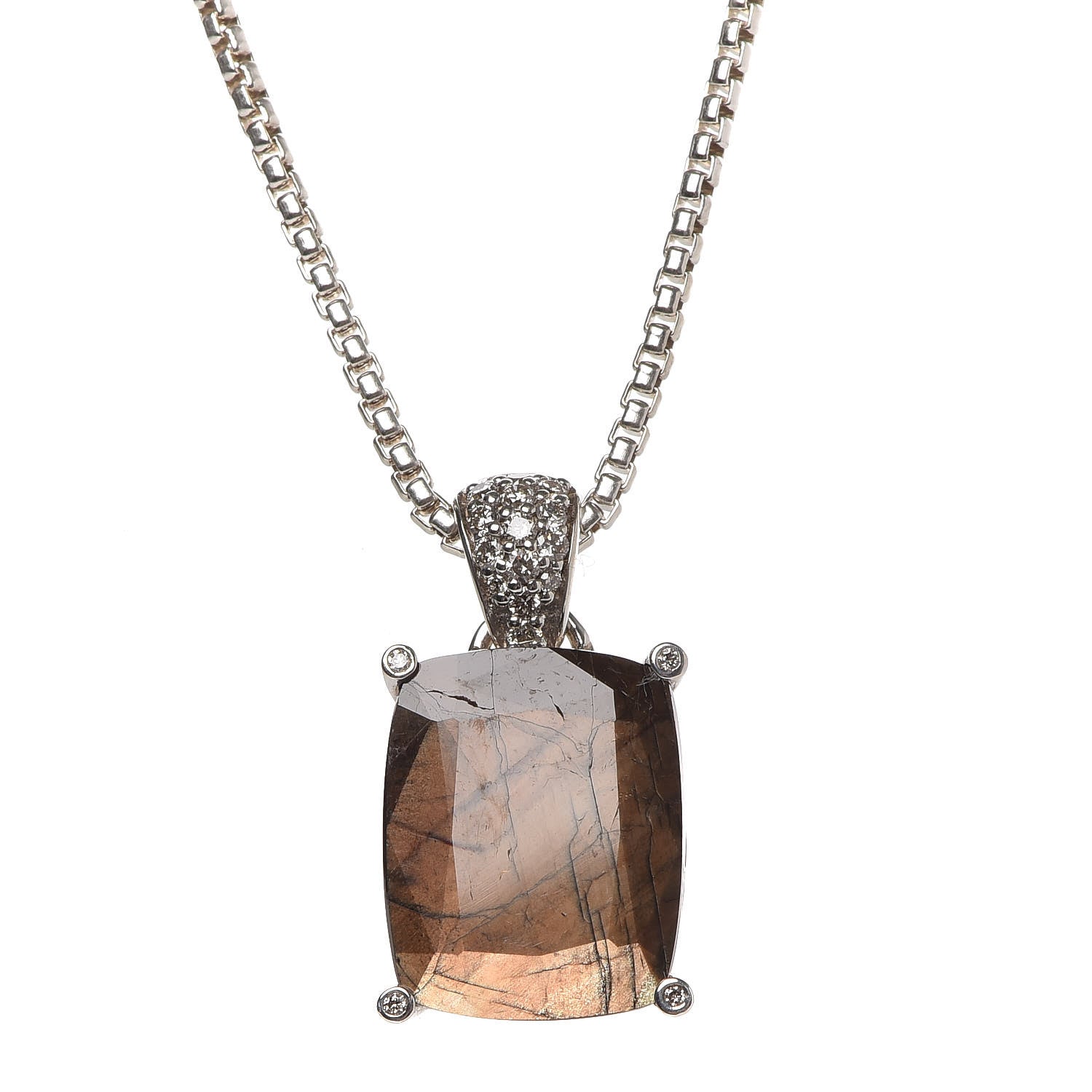 John Hardy Sterling Silver Diamond Golden Sheen Sapphire Classic Chain Pendant Necklace 4 of 6