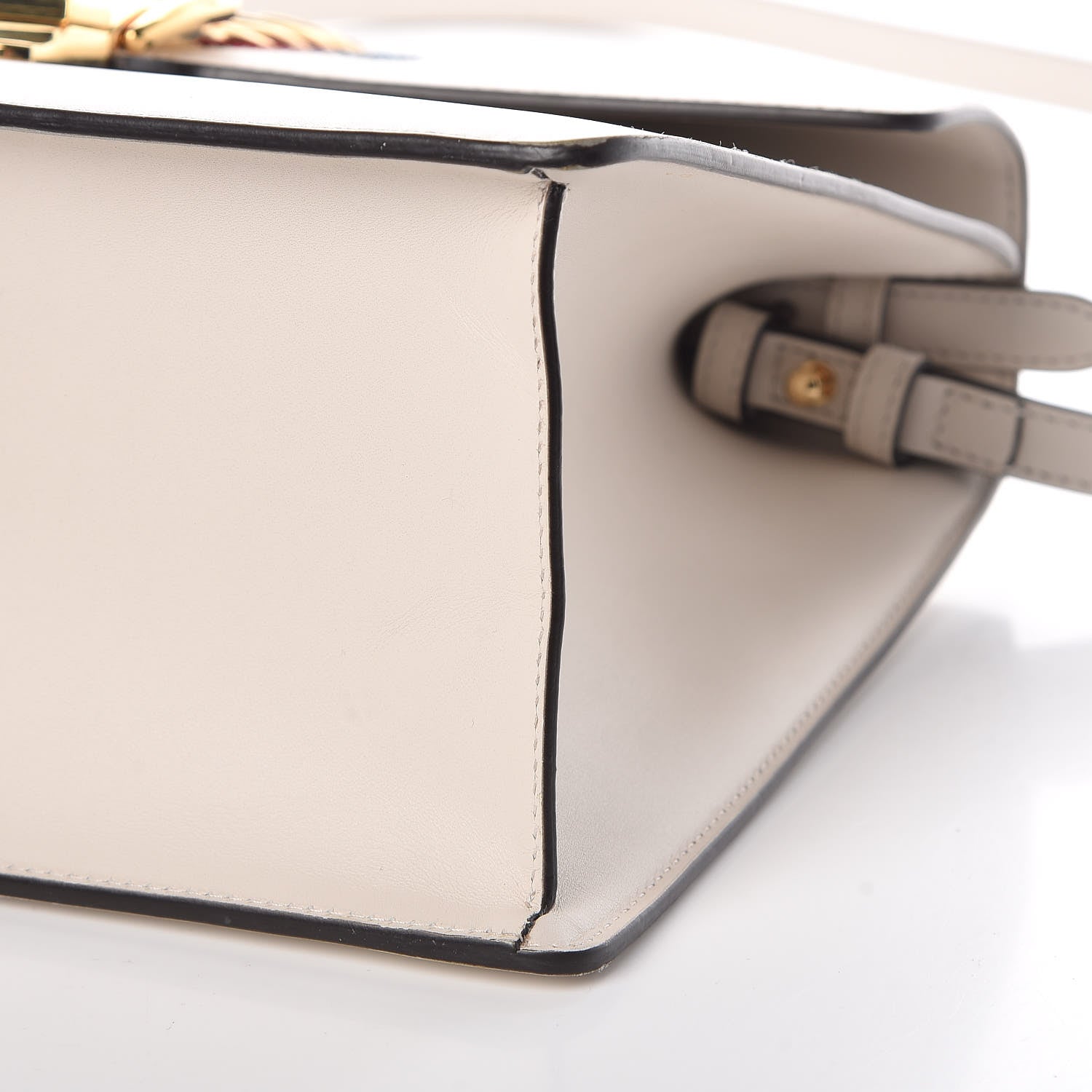 Gucci Calfskin Web Medium Sylvie Top Handle Bag White 10 of 11