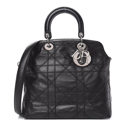 Christian Dior Lambskin Cannage Medium Granville Tote Black 1 of 12