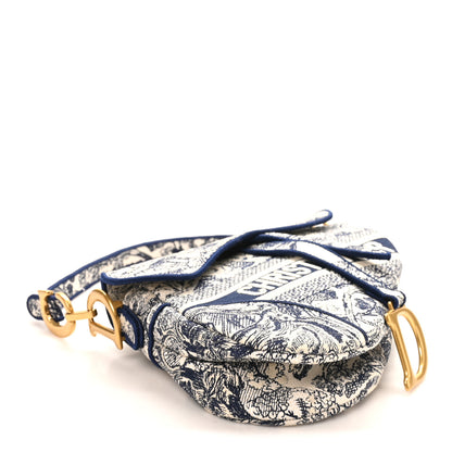 Christian Dior Canvas Embroidered Toile de Jouy Saddle Bag Blue 4 of 10