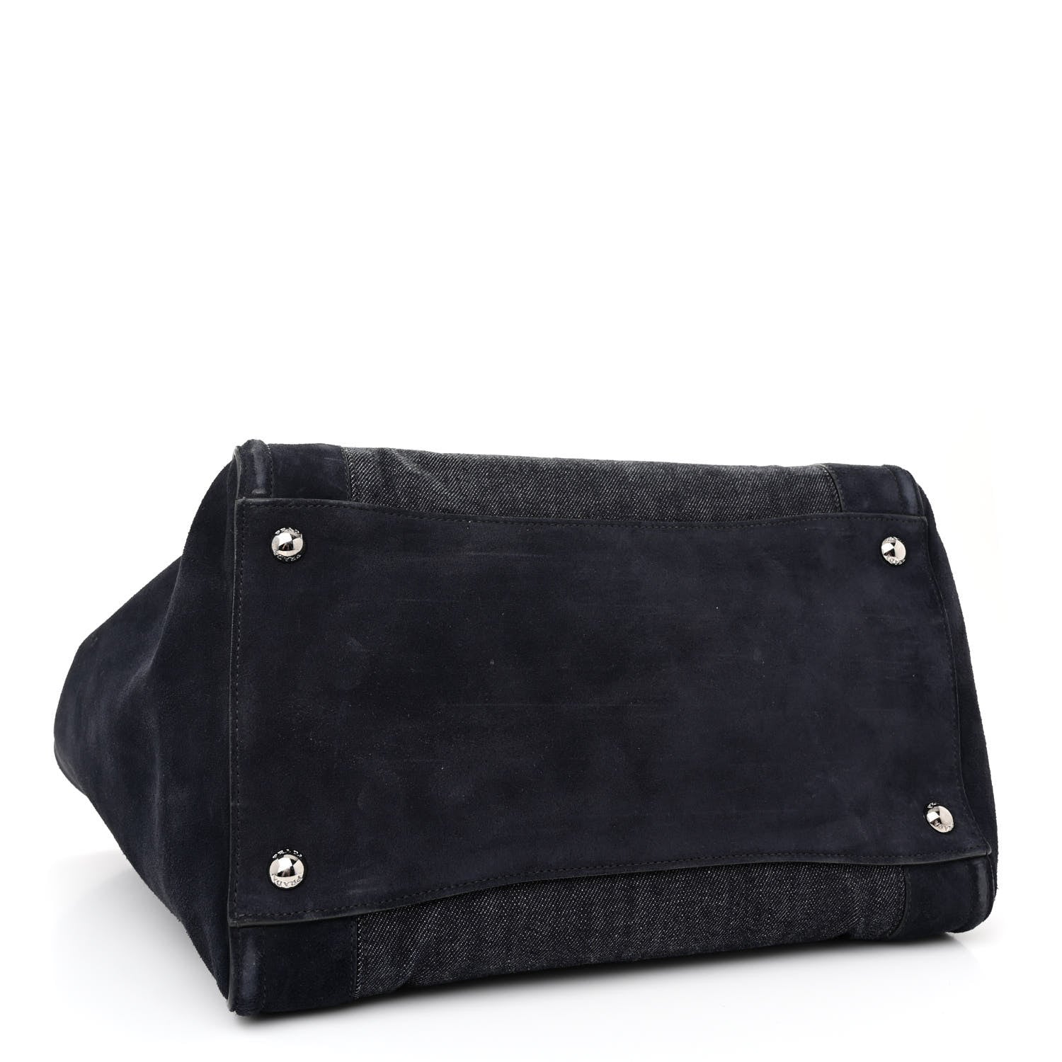 Prada Denim Suede Scamosciato Twin Pocket Tote Bleu 4 of 15