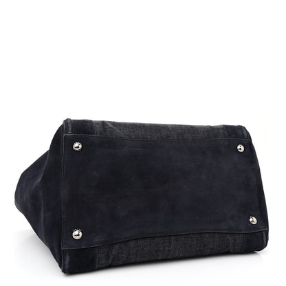 Prada Denim Suede Scamosciato Twin Pocket Tote Bleu 4 of 15
