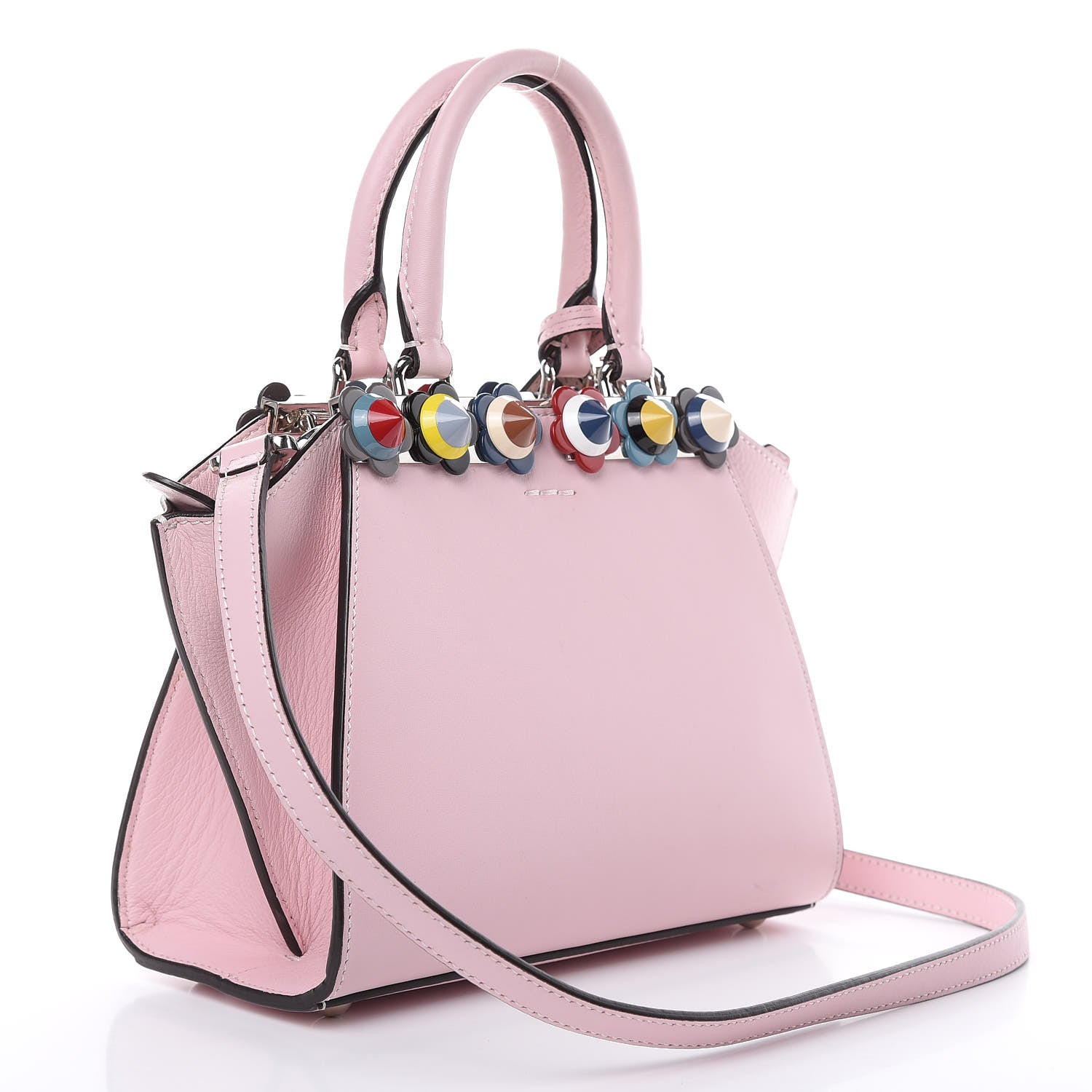 Fendi Vitello Dolce Plexiglass Flowerland Studded Mini 3Jours Tote Peonia Multicolor 3 of 11