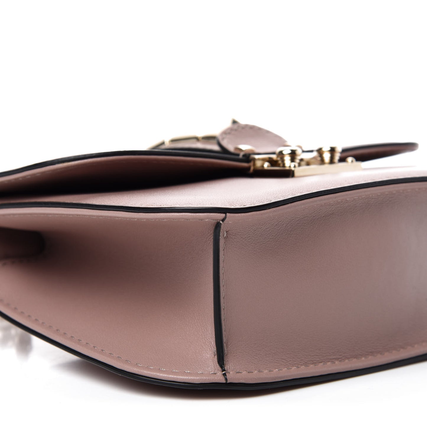 Vitello Small Glam Lock Rockstud Flap Poudre