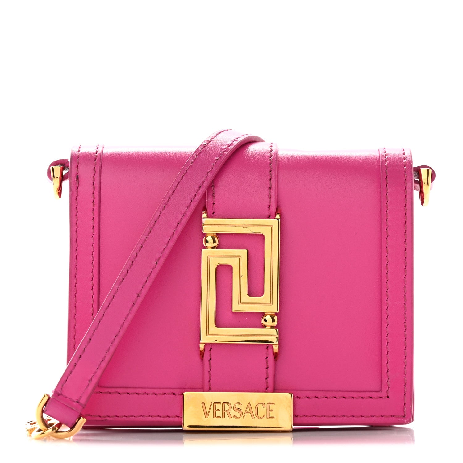 Versace Calfskin Greca Goddess Chain Wallet Pink 1 of 16
