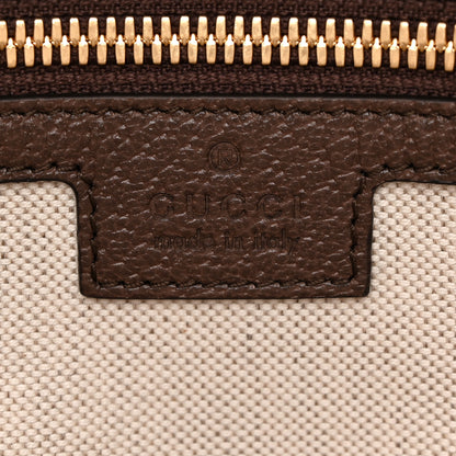 Gucci Monogram Jumbo GG Textured Dollar Calfskin Web Wristlet Messenger Bag  Camel Ebony New Acero 7 of 10