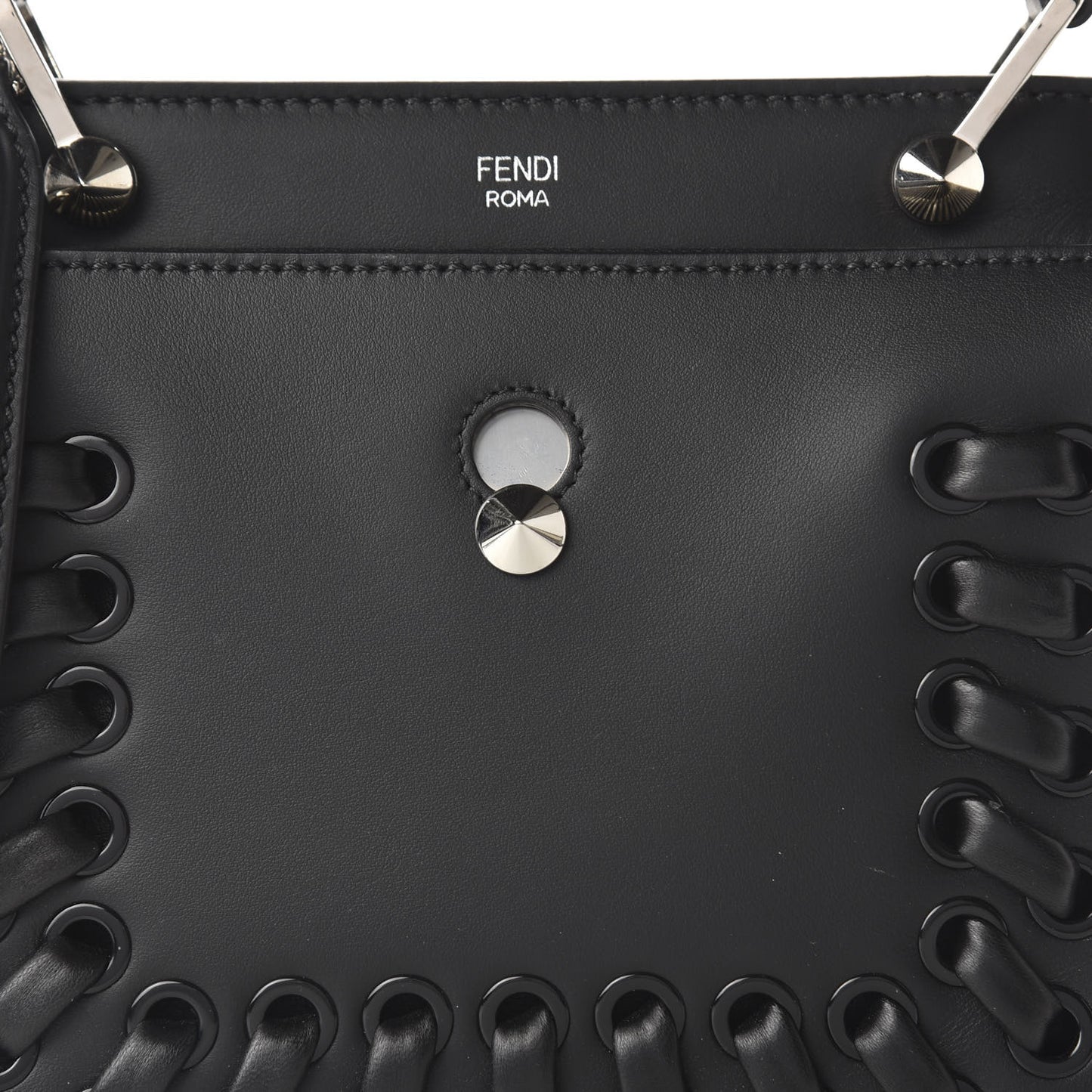 Vitello Baltico Dolce Nappa Lace Up Small Dotcom Click Chain Satchel Black