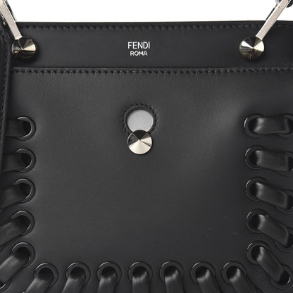 Fendi Vitello Baltico Dolce Nappa Lace Up Small Dotcom Click Chain Satchel Black 9 of 9
