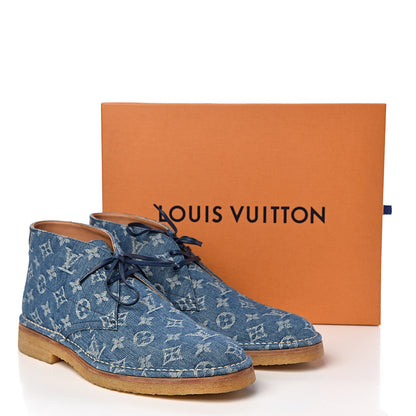 Louis Vuitton Monogram Denim Mens High-Derby Boots 8 Blue 11 of 12