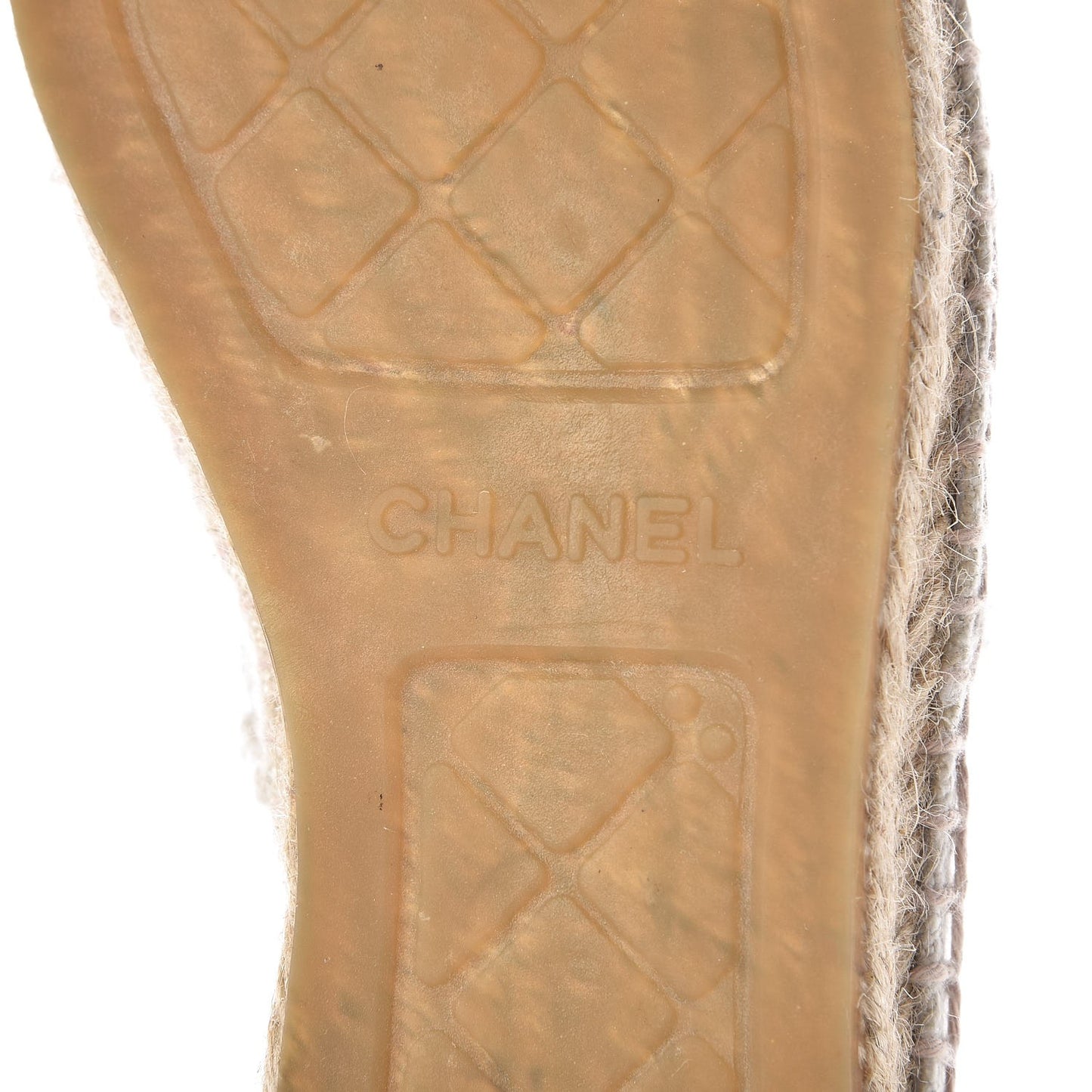 CHANEL Linen CC Espadrilles 40 Beige Black