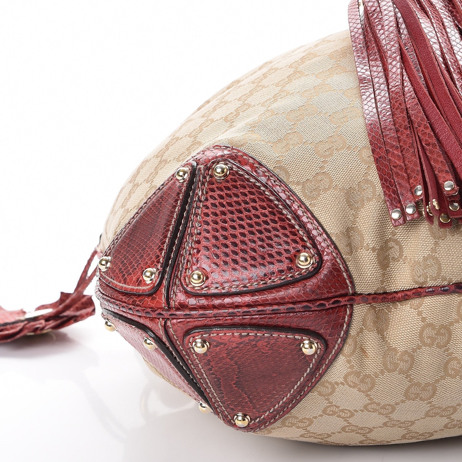 Gucci Monogram Python Large Unicef Indy Top Handle Hobo Red 5 of 11